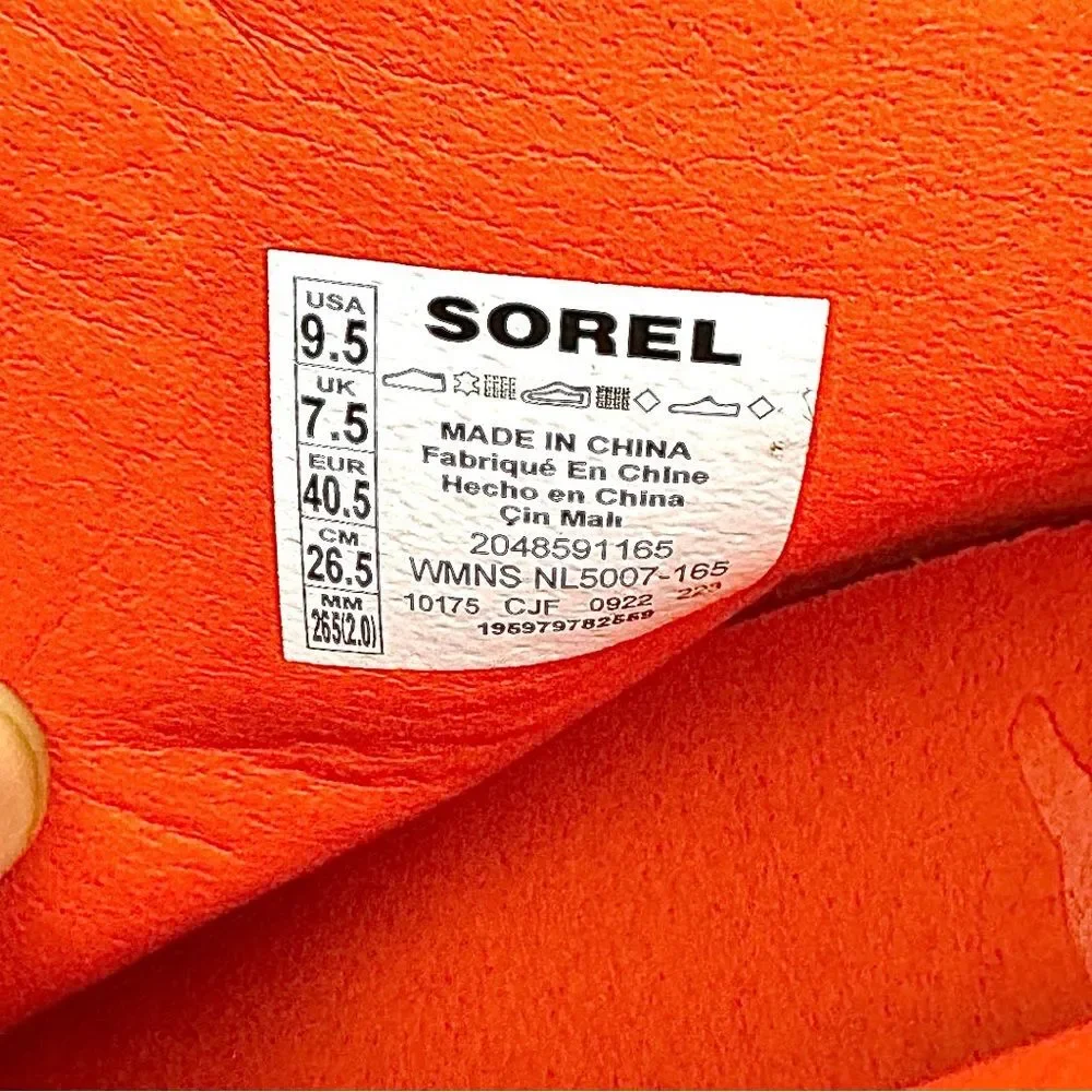 Sorel Brex Chelsea Boots Waterproof Beige Orange Leather Size 9.5 NEW